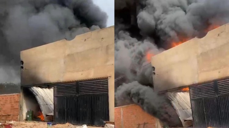 Incêndio destrói galpão com insumos para fabricação de colchões em Missão Velha
