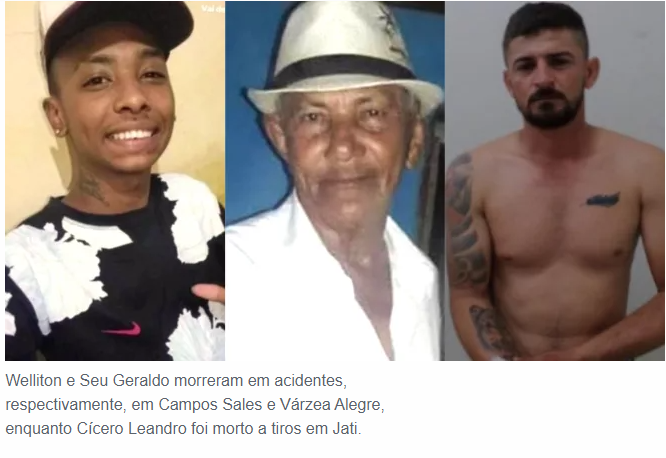 Sete mortes em acidentes de trânsito no Cariri e três homicídios no fim de semana