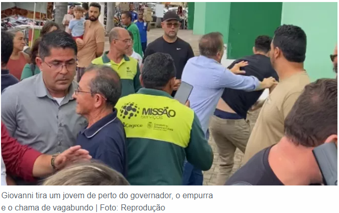 Giovanni Sampaio agride manifestante em Juazeiro do Norte: vagabundo