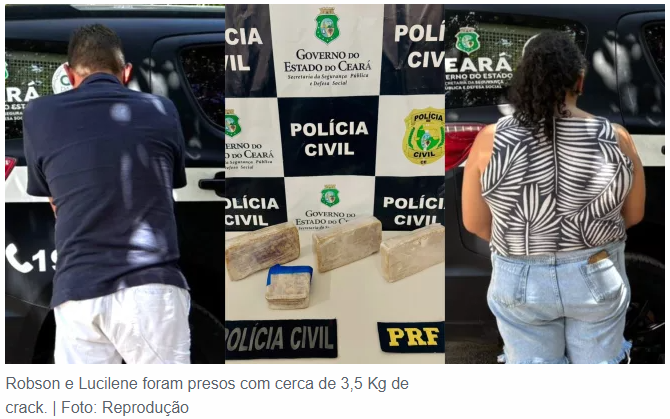 Casal preso no Crato trazendo drogas de Fortaleza para abastecer o Cariri