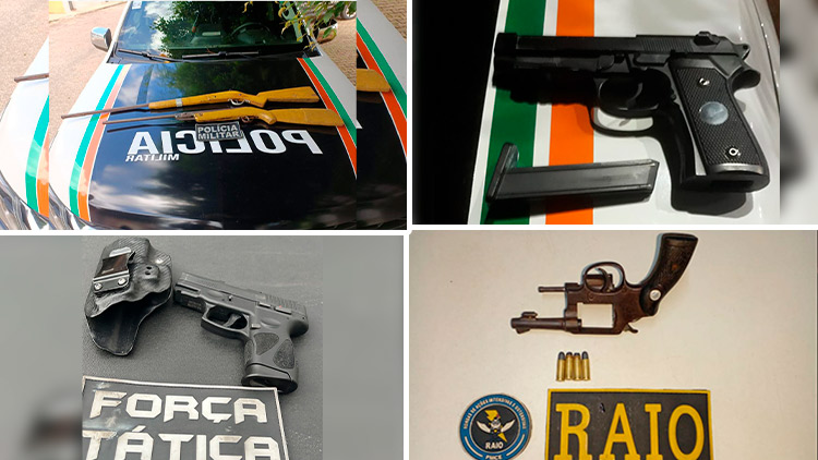 Cinco armas de fogo e um simulacro apreendidos em Juazeiro, Caririaçu e Barbalha